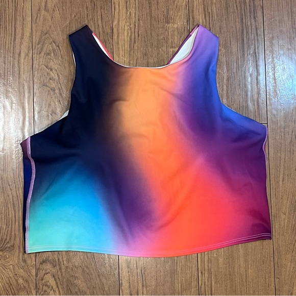 Athleta Other - Athleta Rainbow Longline High Neck Racerback Thick Strap Sports Bra Sz XL